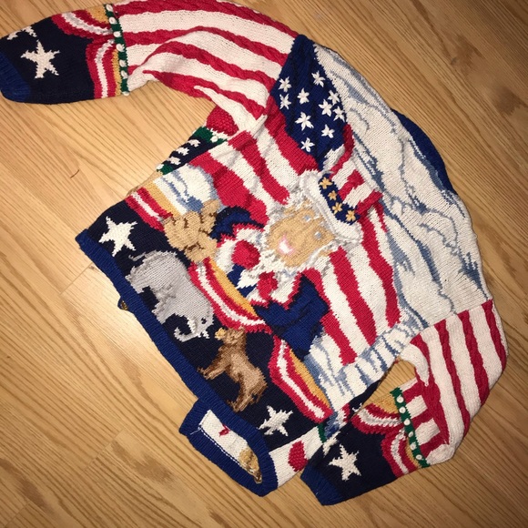 HANDMADE VOTE USA ELECTIONS SWEATER CARDIGAN 🇺🇸 - Picture 2 of 3